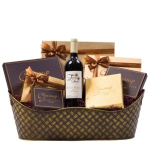 Rosh Hashanah Stylish Elegant Executive Wine Chocolate Gift Basket
