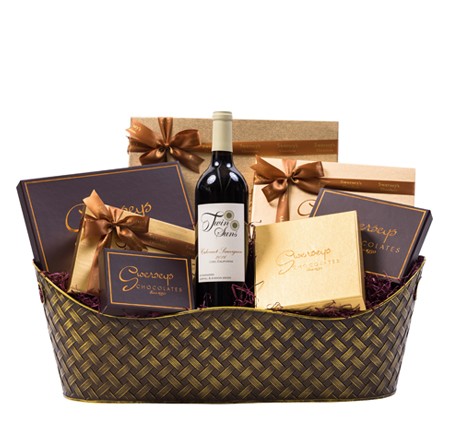 Rosh Hashanah Stylish Elegant Executive Wine Chocolate Gift Basket