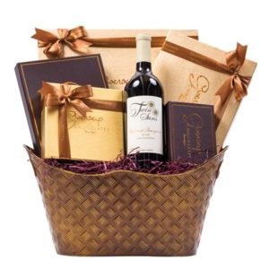 Rosh Hashanah Stylish Elegant Signature Wine Chocolate Gift Basket