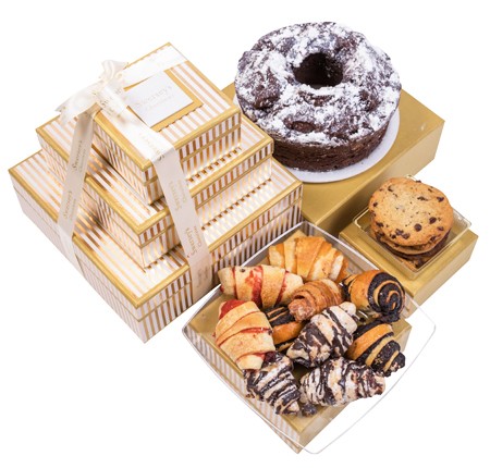 Condolence Gold Stripe Premium Chocolate Cake Rogelach Cookies Pastry Tower