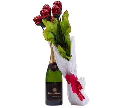 Shiva Lovers Champagne Chocolate Roses Gift Set