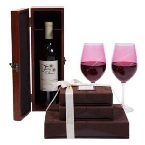 Sympathy Wine Chocolate Gift Designer Wine Glasses