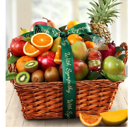 With Sympathy Tropical Abundance Fruit Basket