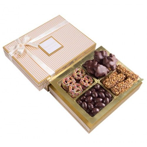 Designer Gold Stripe Assorted Pareve Purim Hamantashen Gift Box