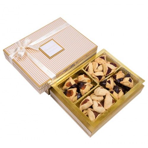 Designer Gold Stripe Assorted Purim Hamantashen Gift Box