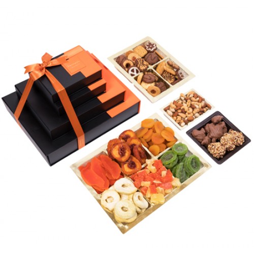 Rosh Hashanah Designer Two Tone Lasting Impression 4 Tier Gift Tower