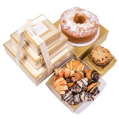 Hanukkah Gold Stripe Apple Cake Rogelach Cookies Pastry Tower