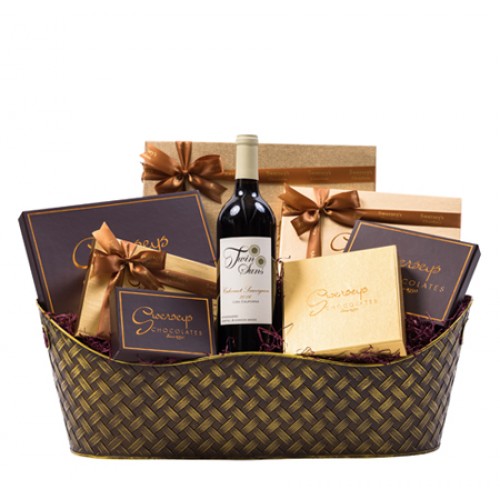 Pareve Stylish Elegant Executive Wine Chocolate Gift Basket