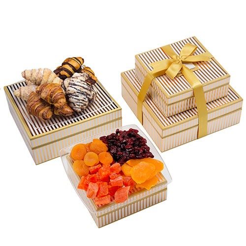 Pareve Executive Gold Stripe Pastry Mixed Fruit Tower
