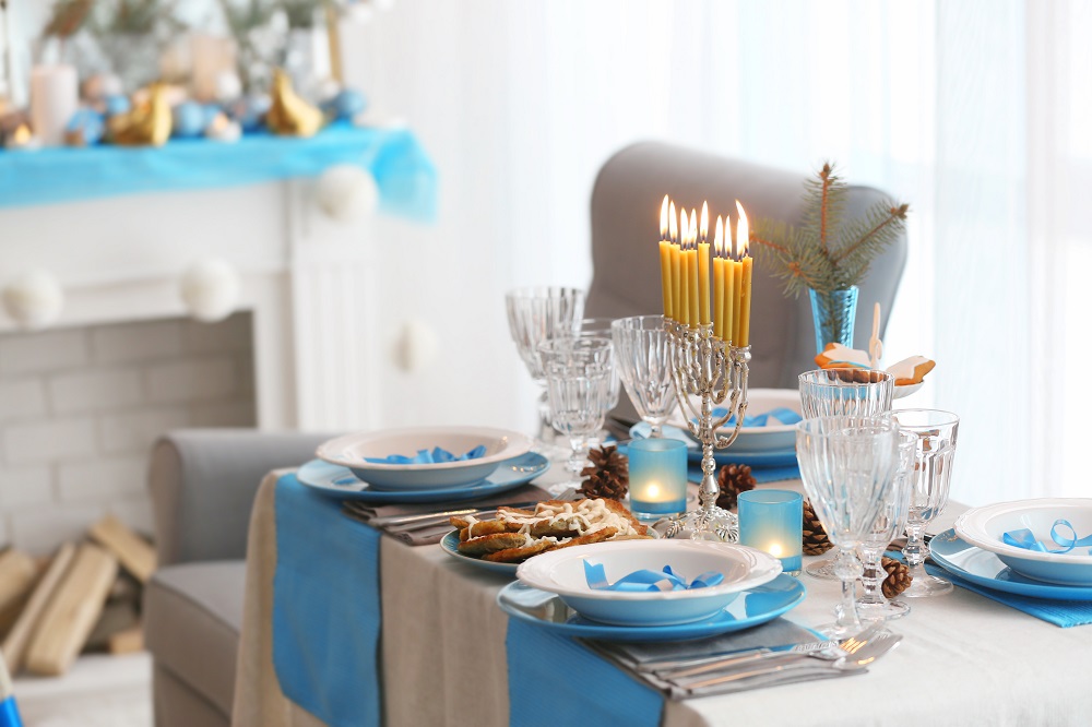Beautiful table setting for Hanukkah