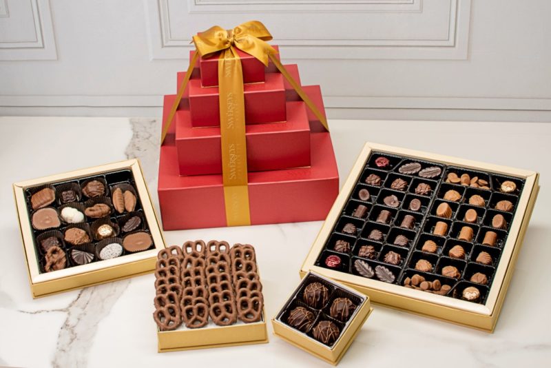 Designer 4 Tier Red Chocolate Gift Tower - Kosherline