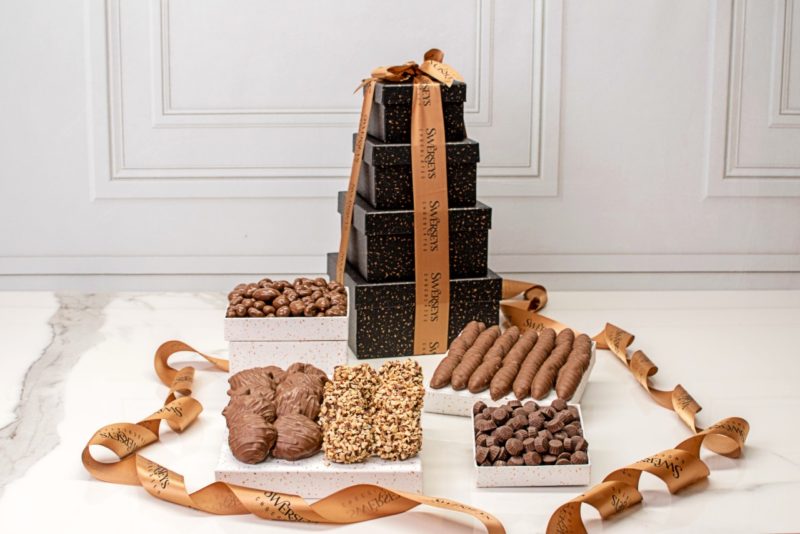 Grand Indulgence Signature Black Speckled Chocolate Gift Tower 2 - Kosherline