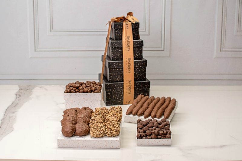 Grand Indulgence Signature Black Speckled Chocolate Gift Tower - Kosherline