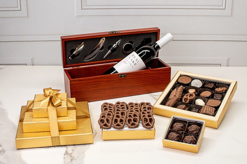 Executive 3 Tier Wine & Chocolate Luxury Purim Gift Box Set - Kosherline