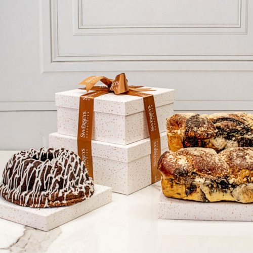 Grand Indulgence Signature White Speckled Bakery Purim Gift Tower - Kosherline