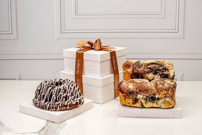 Grand Indulgence Signature White Speckled Bakery Purim Gift Tower - Kosherline