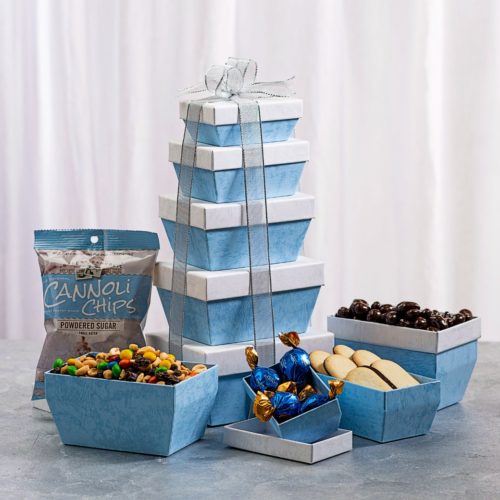 Spectacular 5 Tier Blue Purim Gift Tower - Kosherline
