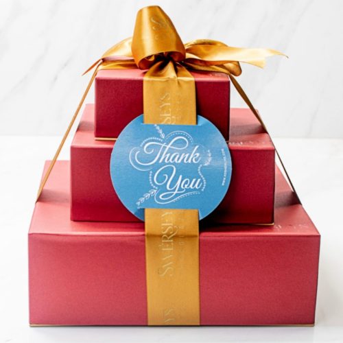 Thank You Chocolate 3 Tier Red Gift Tower - Kosherline