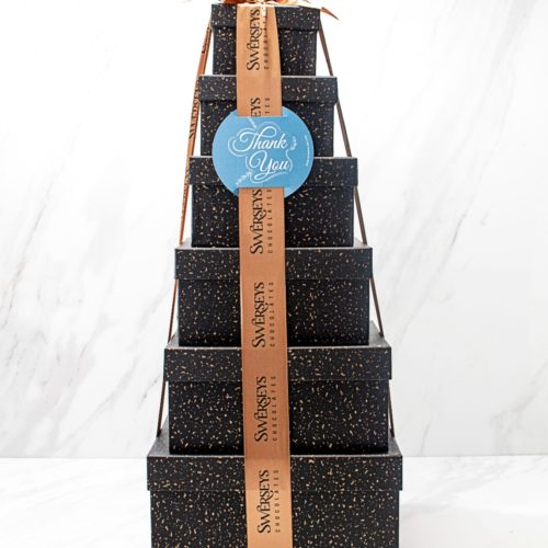 Thank You Chocolate Grand Indulgence Black Speckled Gift Tower - Kosherline