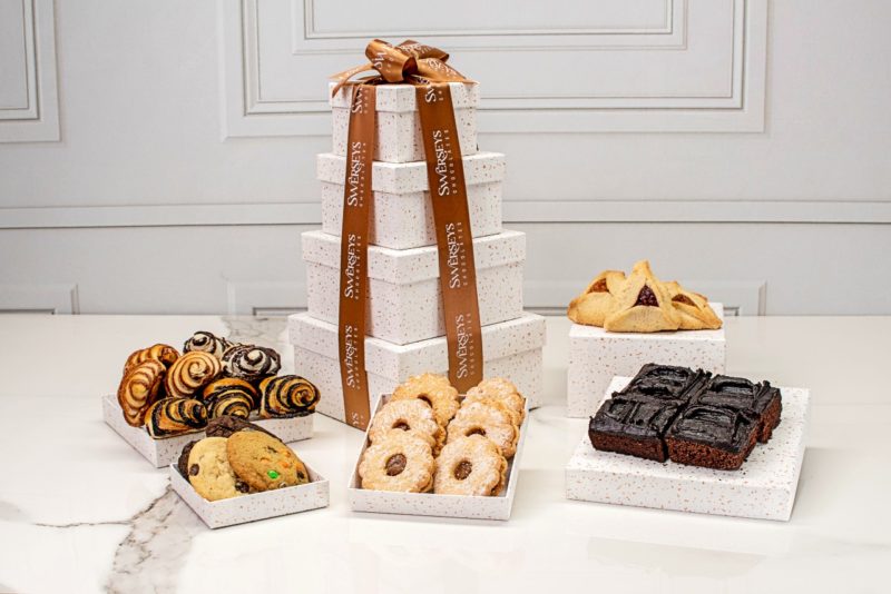 Shavuot Grand Indulgence Signature White Speckled Bakery Gift Box Tower - Kosherline