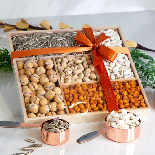 Assorted Elegance Nuts & Seeds Gourmet Wood Gift Box - Kosherline