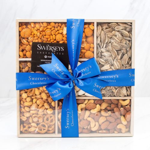 Hanukkah Assorted Elegance Nut & Seed Gourmet Wood Gift Tray - Kosherline
