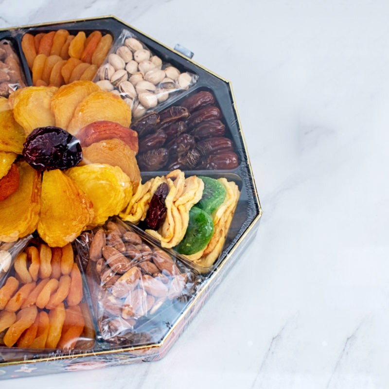 Hanukkah Delightful Assorted Dried Fruit & Nut Gift Tray 2 - Kosherline