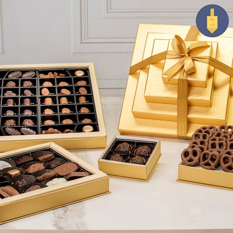 Hanukkah Deluxe Gold 4 Tier Chocolate Tower - Kosherline