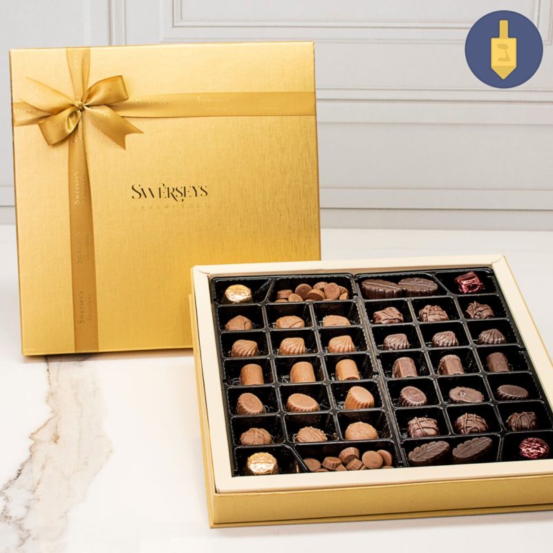Hanukkah Deluxe Gold Chocolate Gift Box - Kosherline